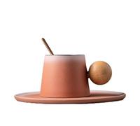 KOOLASA Ceramic Coffee Mug Sets Tea Cup with Spoon Saucer Cup and Saucer Sets 200ml Gradient Color