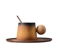 KOOLASA Ceramic Coffee Mug Sets Tea Cup with Spoon Saucer Cup and Saucer Sets 200ml Gradient Color