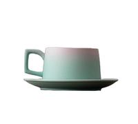 KOOLASA Ceramic Coffee Mug Sets Tea Cup with Spoon Saucer Cup and Saucer Sets 250ml Gradient Color