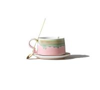 KOOLASA Ceramic Coffee Mug Sets Tea Cup with Spoon Saucer Cup and Saucer Sets 350ml Gradient Color