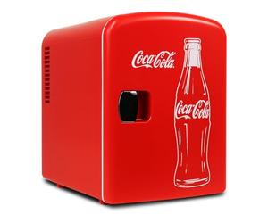 Koolatron Coca Cola Mini Fridge (Classic) 4 Liter/6 Can Portable Fridge/Mini Cooler for Food, Beverages, Skincare -Use at Home, Office, Dorm, Car, Boat-AC & DC Plugs Included, Red