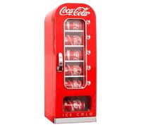 Coca Cola Mini Fridge For Bedrooms 5L Retro Vending Machine Style Cool Box 10 Can Quiet Mini Fridges with Display Window For Coke Beverages Food Drinks Home 12v Portable Cooler Box, Red