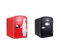 Koolatron Mini Fridge 4L Small Fridge 6 Can Quite Mini Fridges Mini Cooler Warmer for Office Home & Travel PB Red + Retro Mini Fridge 4L Table Top Mini Fridges for Skincare 12V Portable Cooler Black