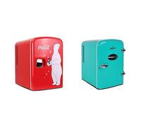 Koolatron Mini Fridge 4L Small Fridge 6 Can Quite Mini Fridges Mini Cooler Warmer for Office Home & Travel PB Red + Retro Mini Fridge 4L Table Top Mini Fridges for Skincare 12V Portable Cooler Green