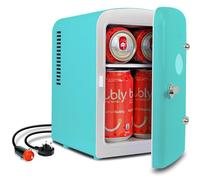 Koolatron 4L Mini Fridge For Bedrooms Small 6 Can Table Top Fridge Retro 12V Portable Cooler Compact Refrigerator Quiet Mini Fridges For Skincare Beauty Food Drinks Kids Travel Home Car Work Aqua