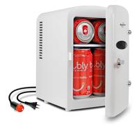 Koolatron Retro Mini Fridge For Bedrooms 12V Portable Cooler Refrigerator 4L Small 6 Can Table Top Quiet Mini Fridges For Skincare Food Drinks Kids Home Car & Travel White