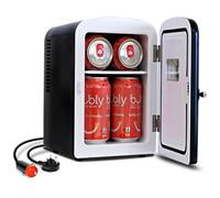 Koolatron Retro Mini Fridge For Bedrooms 4L Small 6 Can Table Top Quiet Mini Fridges 12V Portable Cooler Refrigerator For Skincare Food Drinks Kids Home Car & Travel Black