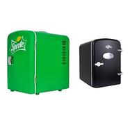 Koolatron Sprite Mini Fridge 4L Small Fridge 6 Can Table Top Mini Fridges 12V Portable Cooler Green + Retro Mini Fridge 4L 6 Can Quiet Mini Fridges for Skincare Food Drinks Home Car & Travel Black
