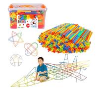 Koolbitz 1000 Pcs Straw Connectors Building Kit for Kids, STEM Building Toy with 2 Sizes Tubes & 12 Types Connectors Engineering Set, Educational DIY Learning Kit with Storage Box for Children 3+ Year