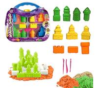koolbitz 1Kg Magic Sand - 13Pcs Castle Building Kit with 3 Colours of Mouldable Sand, Castle Moulds, Sculpting Tools, and Portable Carry Case for Sensory Play for Boys and Girls Ages 3+ Years
