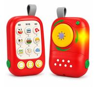 Koolbitz 2 in 1 Baby Phone Toy & Camera, Interactive Early Learning with Silicone Buttons Light & Sound Toy, Safe Non-Toxic Mobile Phone, One Tap Pay Songs, Animals Vehicles Sounds, Sensory Infants