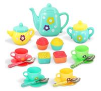 Koolbitz 22 PCs Kids Tea Set For Toddlers Party with Dessert Candy Muffin Toys Kitchen Accessories Set Including Cups & Plates, BPA Free Plastic Teapot, Washable Dishes, Safe Material For Little Child
