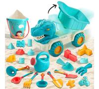 Koolbitz 23 Pcs Kids Beach Sand Play Set - Sand Bucket, Molds, Tools, and Dinosaur Truck for Outdoor Activities and Sandbox Play, Ages 3+