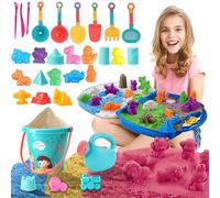 Koolbitz 35PCS Beach Sand Play Set for Kids - Animal, Castle, Vehicle Moulds, Sand Tools, Watering Can, Carry Case & Play Tray - Indoor & Outdoor Fun with Safe Play Sand - Ideal for Kids Ages 3+ Above