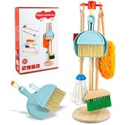 Koolbitz 6Pcs Wooden Cleaning Set Toy for Kids, Pretend Play Broom, Mop, Dustpan, Duster and Accessories - Role-Playing Educational Learning Toy for Toddlers, Durable Housekeeping Kit for Kids Ages 3+