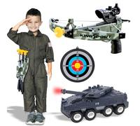 koolbitz 7-Piece Special Forces Kit Army Tank Set Toy with Crossbow Toy Bow and Arrow with 3 Arrows, Target - Educational, Non-Toxic, Imaginative Play for Young Heroes