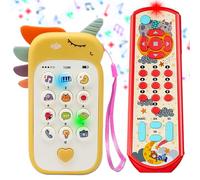 Koolbitz Baby Sensory Toy Set, Musical Yellow Phone and Red Remote Control, Animal Sounds and Lights, Language Learning Toy for Infants and Toddlers