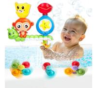 Koolbitz Bath Toy Set for Toddlers, Includes Spinning Water Wheel, DIY Monkey Waterfall, Suction Cup Spinners, Sensory Educational Toys for Interactive Bathtime Summer Fun