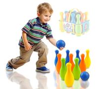 koolbitz Bowling Pins Ball Toys with Light Small Plastics Bowling Set Fun Indoor Game 10 Mini Pins & 2 Balls Educational Toy for Children 2+ Years Christmas Newyear