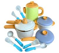 Koolbitz Colourful Kids Kitchen Playset Pretend Cooking Toy Set with Realistic Pots, Pans, Pressure Cooker and Utensils for Creative Play Children Cookware Pretend Kitchen Accessories