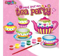 Koolbitz DIY Painted Tea Set For Kids, Art & Craft Pretend Play Kit With Paint & Brushes, Customizable Tea Party Indoor Outdoor Fun Activity Educational Gift For Age 3+ Kids
