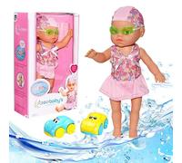 Koolbitz Electric Automatic Swimming Doll, 2x Wind-Up Water & Land Cars, Function Bath Pool Doll, Kids Floating Bath Toy for Boys and Girls, Water Toys for Toddlers 3in1