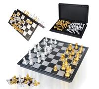 Koolbitz Foldable Chess Board Game Portable Travel Chess Board Game Sets Draughts Backgammon Strategy Game Set with Chessman Pieces for Family Kids Adults