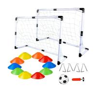 koolbitz kids 2 Football Goal Set with Ball, Cones, pump and Net Children Training Goal Post with Sports Accessories Outdoor Soccer Game Net Garden Backyard Beach Plat Fun Toy