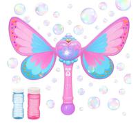 koolbitz Kids Butterfly Bubble Wand, Light Up Automatic Bubbles Maker Machine with Bubble Solution, Magic Fairy Wand Outdoor Garden Bubbles Blower Activity Toy Leak-Proof Design, Children 3+ Years