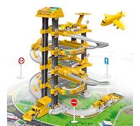 Koolbitz Kids Playtime Car Park Set: 4-Storeys with Rotate-to-Raise Lift, Car Wash, Helicopter Pad, Curved Ramps, Fuel Pumps and More, Includes Cars, Fun and Educational Toy Set for Ages 3+