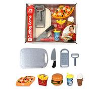 Koolbitz Kids Pretend Play Kitchen Food Play Set Fruit & Vegetable Cutting Toys Set Fast Food with Chopping Knife Grater Kitchen Playset Role Play Gifts for Children Girls Boys Toddler Play Set Toys