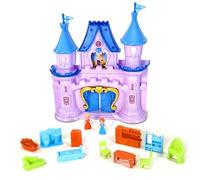 Koolbitz Light-Up Princess Castle Playset with Music - 13 Piece Folding Dollhouse with Accessories and 2 Mini Figures - Pretend Play Palace Toy for Girls Toddlers Aged 3+ Years
