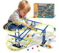 Koolbitz Marble Run Building Blocks Toy Set - 266 PCS DIY Construction Kit, STEM Learning Educational Toy Interactive Race Track with Colorful Marbles & Smiley Balls Play Game for Kids Ages 3+