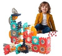 Koolbitz Marble Run Interactive Blocks - 98 PCS DIY Building Toy with 360° Rotating Windows STEM Educational Learning Toy for Kids Ages 3+ Creative Construction Set Transparent Tubes & Rolling Balls