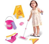 Koolbitz Mommy's Little Helper Complete Cleaning Set Children Kids Pretend Play Cleaning Toy Cleaning Play Set with Broom, Mop, Bucket, Dust Pan, Brush, Cleaning Rag, Mock Soap Bottle Gift for Kids