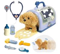 Koolbitz Pet Vet Playset - 12PCS Role Play Vet Kit with Walking and Barking Plush Puppy, Pretend Doctor Tools, Educational Toy Gift for Boys and Girls Aged 3+ Years