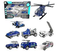 koolbitz Police Rescue Truck Vehicles Sets, Mini Police Vehicles Model Car Toys, Mini Alloy Metal Pull Back Car Toys for Boys, Girls Toddlers Birthday Christmas