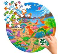 Koolbitz Round Puzzle Toy for Toddlers Educational Learning Toy for Kids Personalized Jigsaw Puzzle Board Games Jungle Theme Jurassic Park Art Ideal Birthday Presents For kids