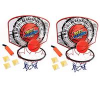 Koolbitz Wall Mounted Basketball Hoop Set 2-Pack - 12Pcs No-Drill Hoops with Self-Adhesive Hooks, Includes 2x Backboards, Balls and Pumps, Indoor/Outdoor Toy for Boys and Girls Ages 3+ Years