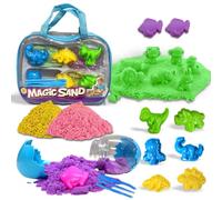 koolbitz Xwin Sportseries 16 Pcs Kids Dinosaur Sand Playset with Carry Bag - Includes Random Dinosaur Egg, Colorful Sand, Molds and Tools - Perfect for Summer and Indoor Activities for Ages 3+