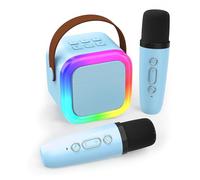 Koolcover Mini Karaoke Machine for Kids Adults, Portable Bluetooth Speaker with 2 Wireless Microphones,Toys Birthday Gifts for Girls Ages 4, 5, 6, 7, 8,9,10+ Family Home Party (Blue)
