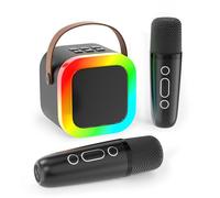 Koolcover Mini Karaoke Machine for Kids Adults, Portable Bluetooth Speaker with 2 Wireless Microphones,Toys Birthday Gifts for Girls Ages 4, 5, 6, 7, 8,9,10,11,12+ Family Home Party (Black)