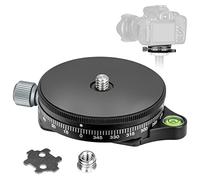 koolehaoda Camera Panoramic Panning Base with Arca Swiss Style Plate, Aluminum Alloy Black Panorama Tripod Head with Bubble Level for Tripod Monopod DSLR Cameras, Load Capacity 22 LBS