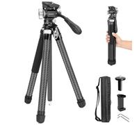 Koolehaoda Camera Tripod 63" Lightweight Carbon Fibre Video Travel Tripod with 360° Panorama Fluid Head, Quick Release Leg Setup for Travel, Video, Live Streaming, Vlogging