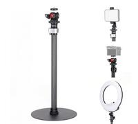 Koolehaoda Tripod Stand Extendable Monopod Carbon Fiber Pole with Round Base for Desk, 360° Rotatable Ballhead Tabletop Webcam Stand for DSLR Camera, Light, Webcam, Live Streaming, Vlogging