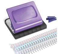 Koolenry 10 Hole Punch Binding Machine for Planners,with 10 Multi-Color Binder Rings, 30 Holes on A4,20 on A5 Purpler