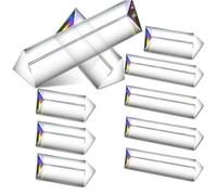 Koolenry 10 Pack Clear Triangular Prisms Optical Glass Prisms Crystal, Light Spectrum Physics for Science Teaching 2.4Inch,6 Inch