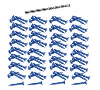 Koolenry 100 PCS 3/16 Inch X1-1/4 Concrete Screw Anchor Blue Flat Heads for Anchoring to Masonry, Block or Brick Stucco