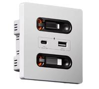 Koolenry 12w Universal Wall Panel Socket with Retractable Usb-A Usb-C Charging Cable, Type C Outlet for Mobile Phone and Tablet