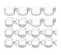 Koolenry 16PCS Aquatic Plant Cups Kit with Suction 2 Shapes Aquarium Decoration Clear Glass Aquatic Plant Cup with Suction